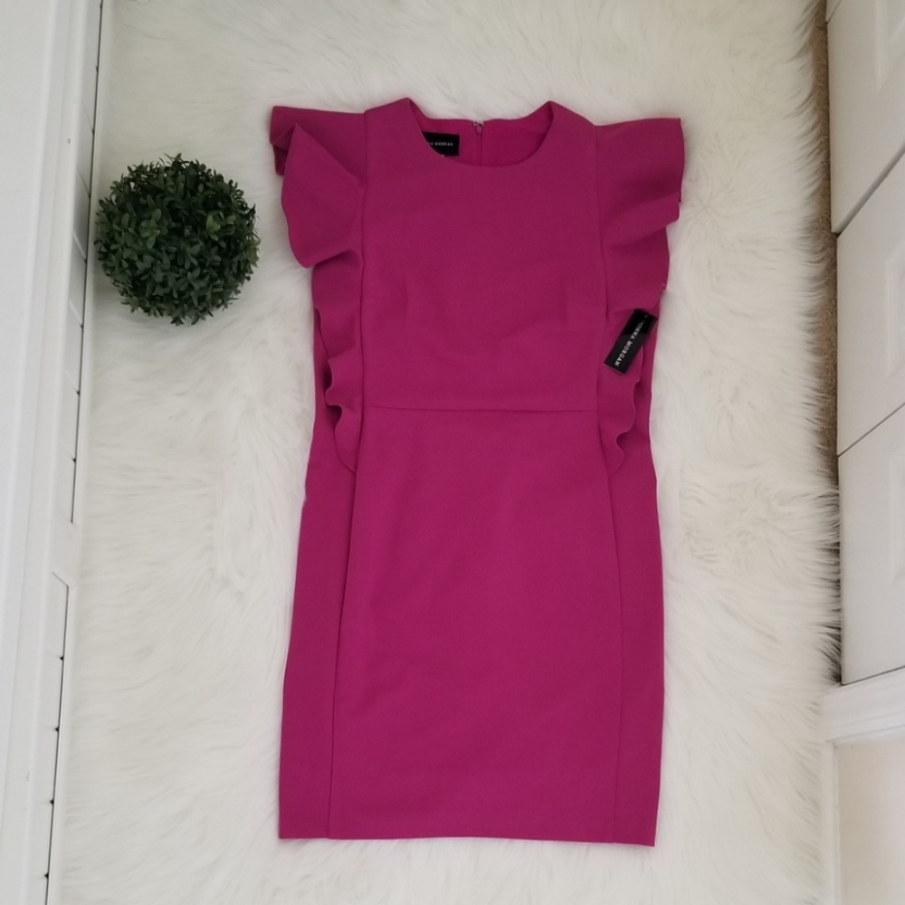 Donna Morgan Ruffle Crepe Sheath Dress Size 14